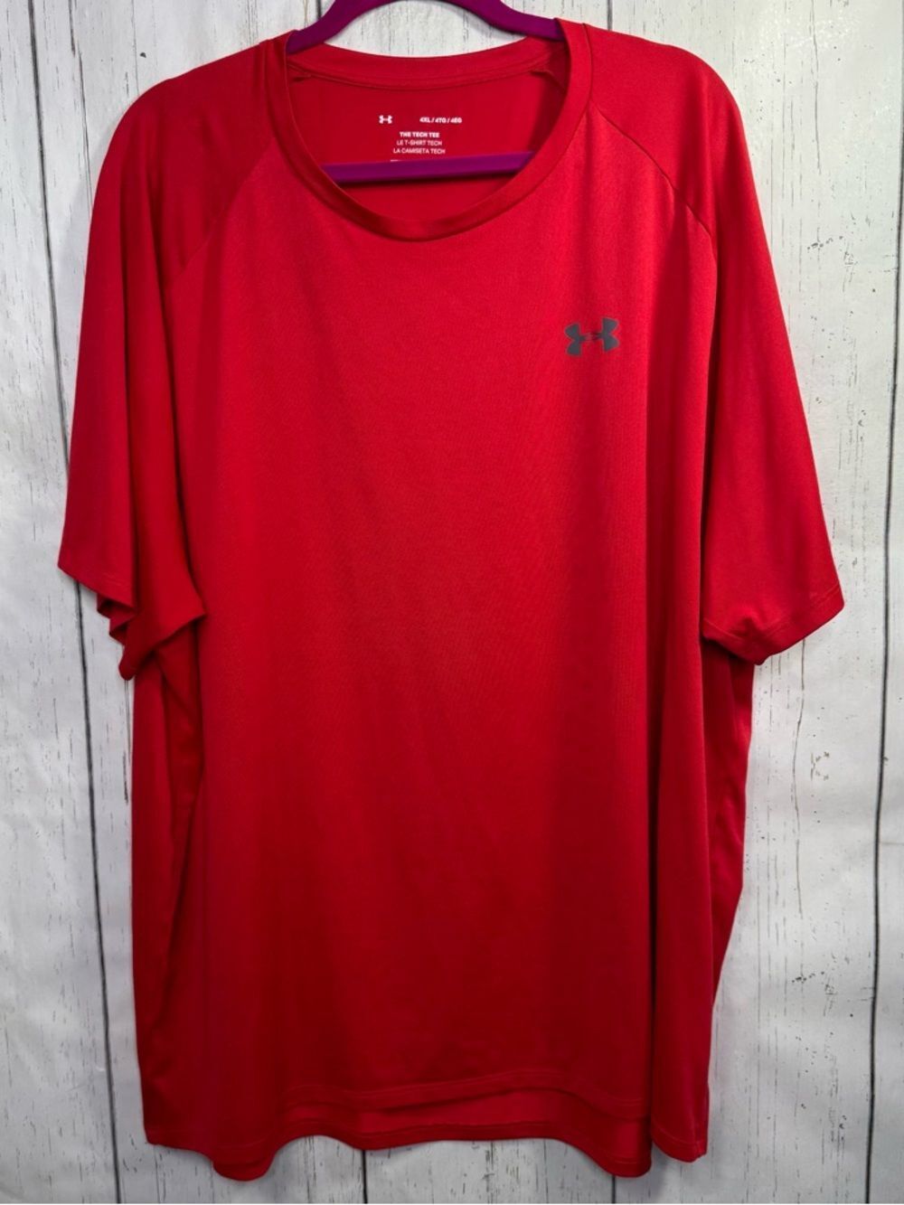 Under Armour Mens Red Tech Tee Athletic Workout Performance Shirt 4XL Activewear